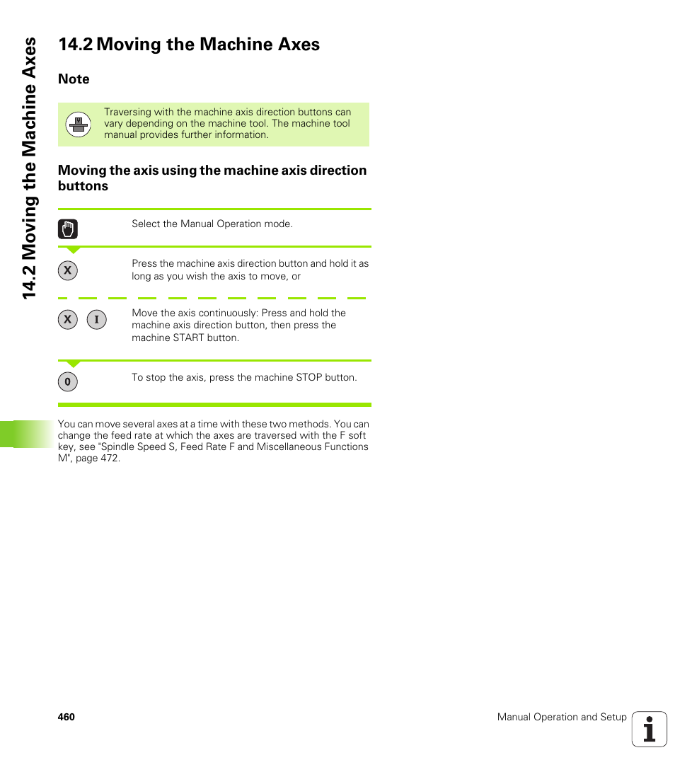 2 moving the machine axes, Note | HEIDENHAIN 530 (340 49x-07) ISO programming User Manual | Page 460 / 650