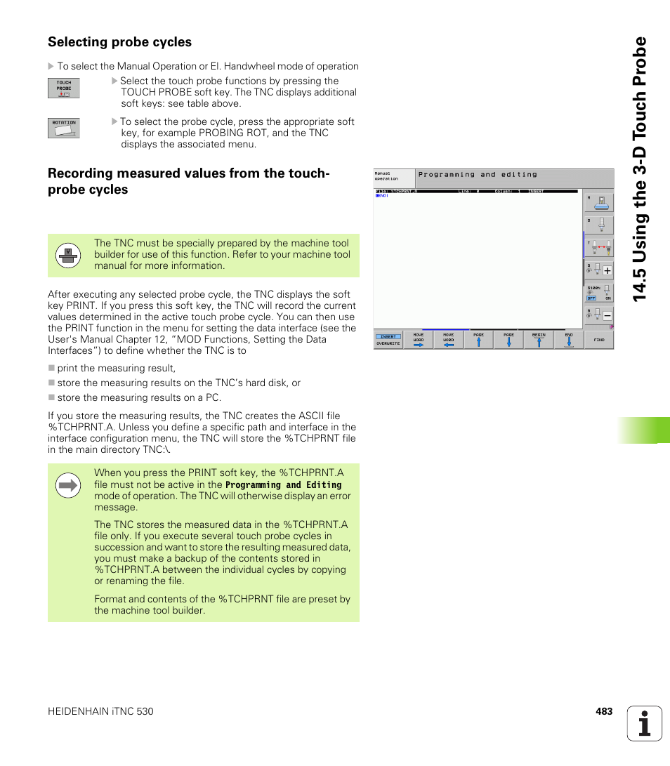 Selecting probe cycles, 5 using the 3-d t o uc h pr obe | HEIDENHAIN 530 (340 49x-07) ISO programming User Manual | Page 483 / 650