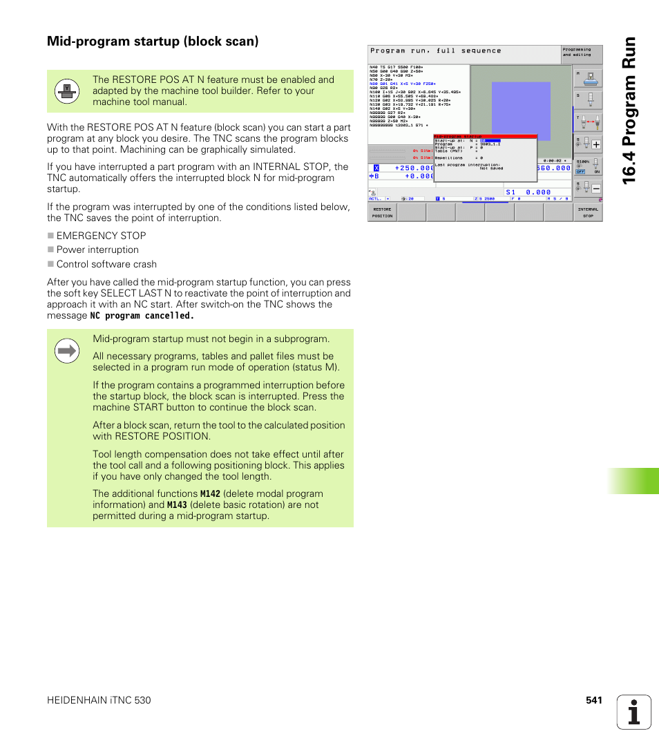 Mid-program startup (block scan), 4 pr ogr am run | HEIDENHAIN 530 (340 49x-07) ISO programming User Manual | Page 541 / 650