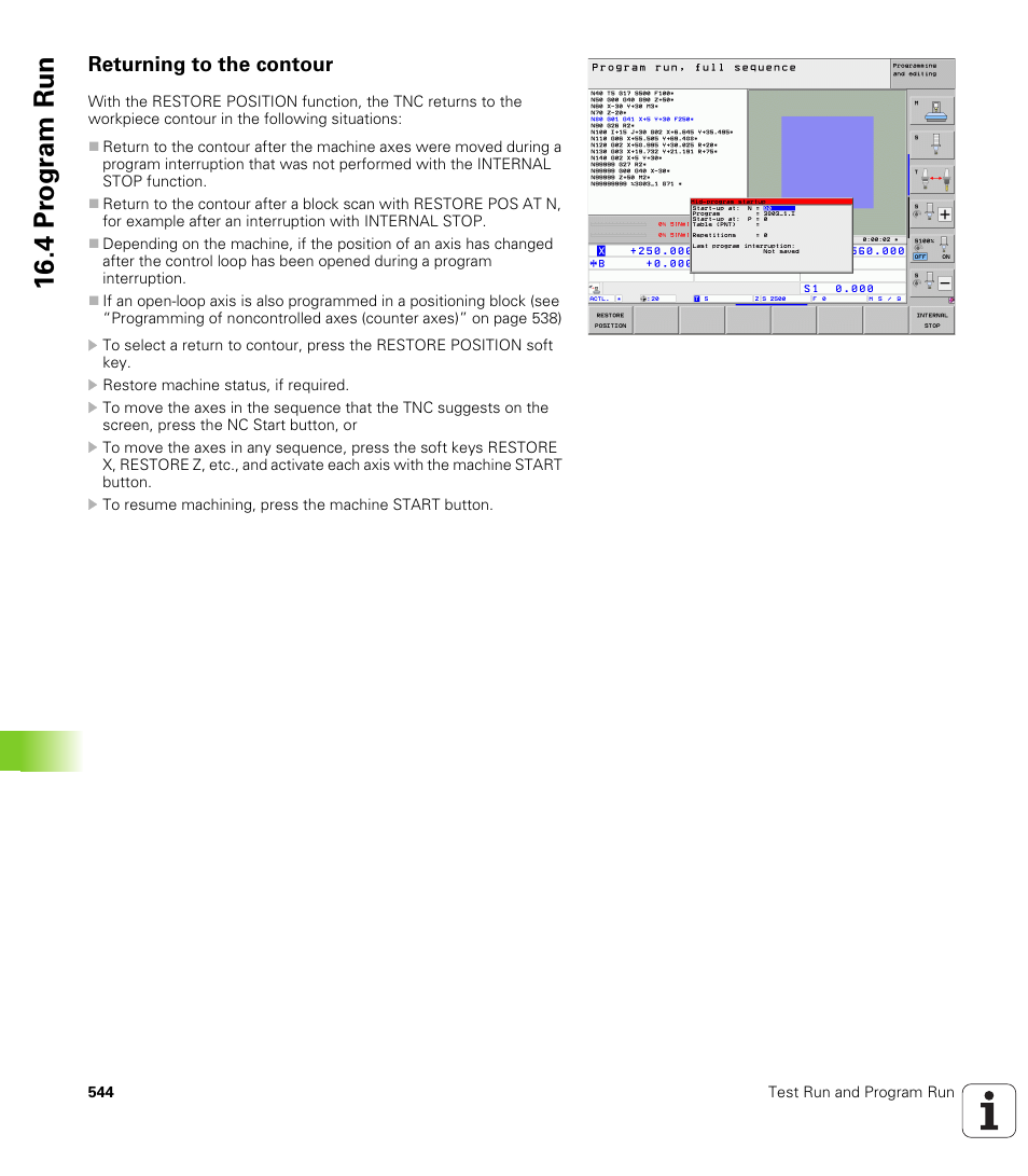 Returning to the contour, 4 pr ogr am run | HEIDENHAIN 530 (340 49x-07) ISO programming User Manual | Page 544 / 650