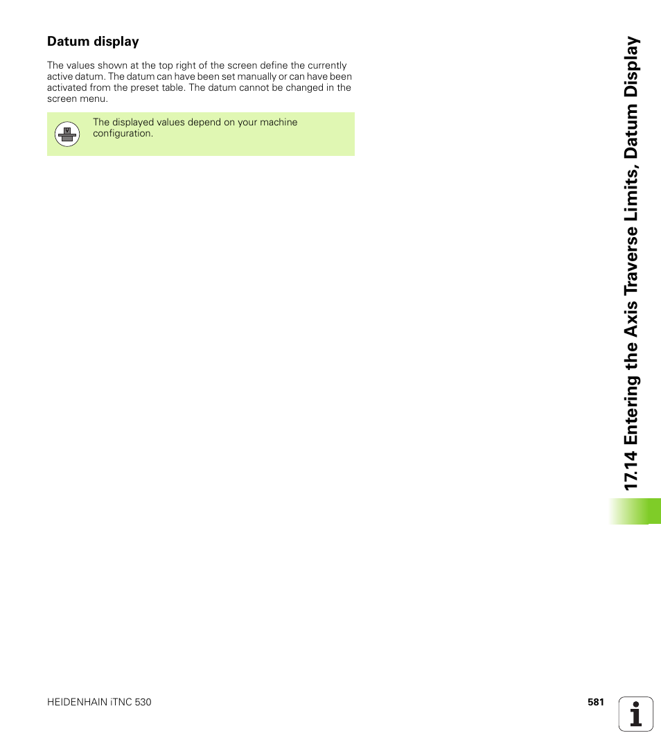 Datum display | HEIDENHAIN 530 (340 49x-07) ISO programming User Manual | Page 581 / 650