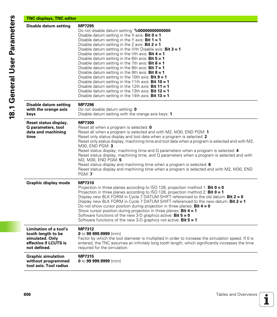 18 .1 gener a l user p a ra met e rs | HEIDENHAIN 530 (340 49x-07) ISO programming User Manual | Page 606 / 650