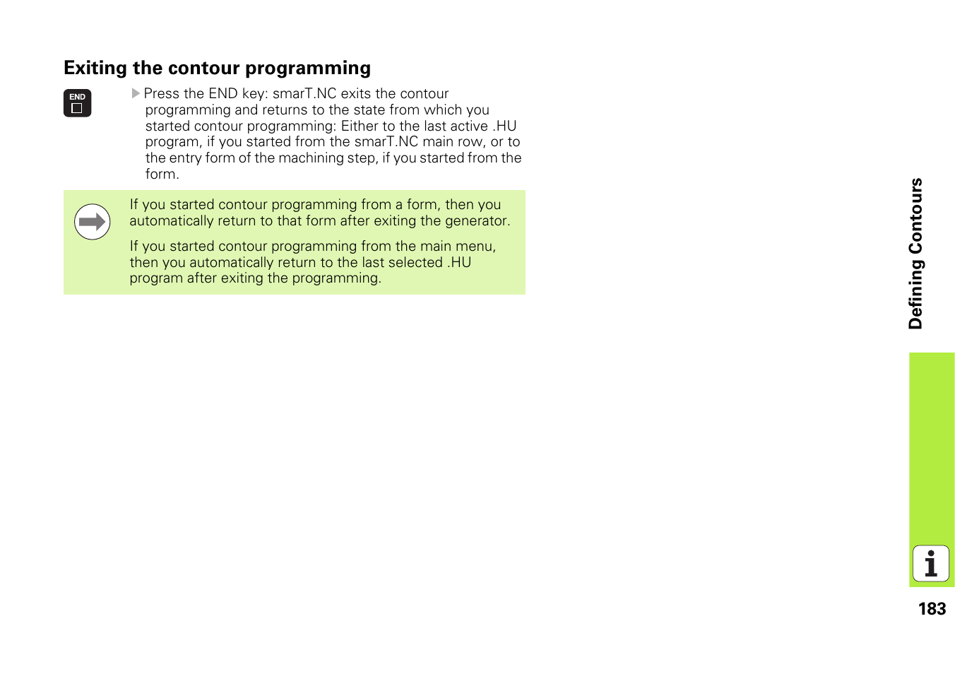Exiting the contour programming | HEIDENHAIN 530 (340 49x-07) Pilot User Manual | Page 183 / 228