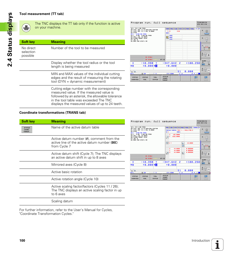 4 st at us disp la ys | HEIDENHAIN iTNC 530 (34049x-08) User Manual | Page 100 / 739