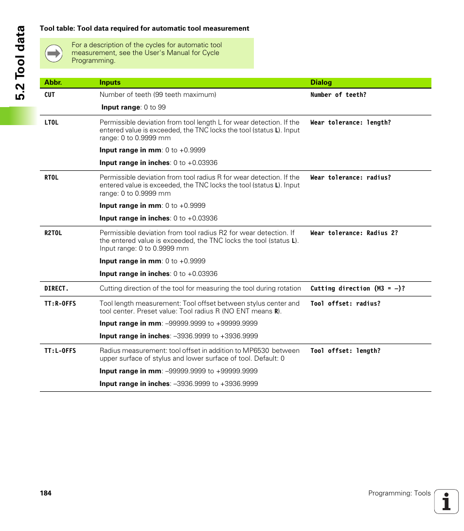 2 t ool data | HEIDENHAIN iTNC 530 (34049x-08) User Manual | Page 184 / 739