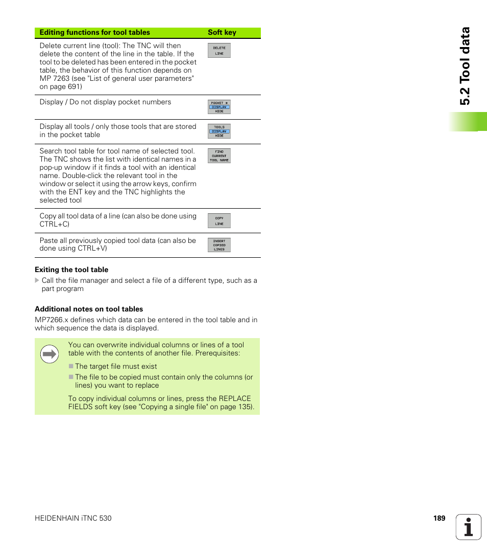 2 t ool data | HEIDENHAIN iTNC 530 (34049x-08) User Manual | Page 189 / 739