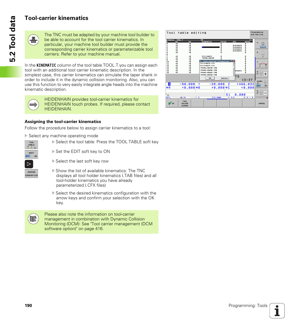 Tool-carrier kinematics, 2 t ool data | HEIDENHAIN iTNC 530 (34049x-08) User Manual | Page 190 / 739