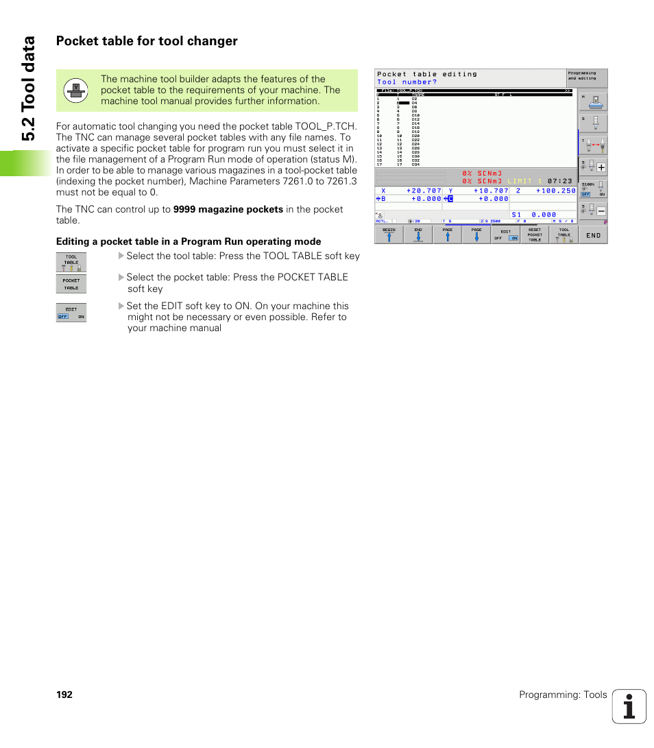Pocket table for tool changer, 2 t ool data | HEIDENHAIN iTNC 530 (34049x-08) User Manual | Page 192 / 739