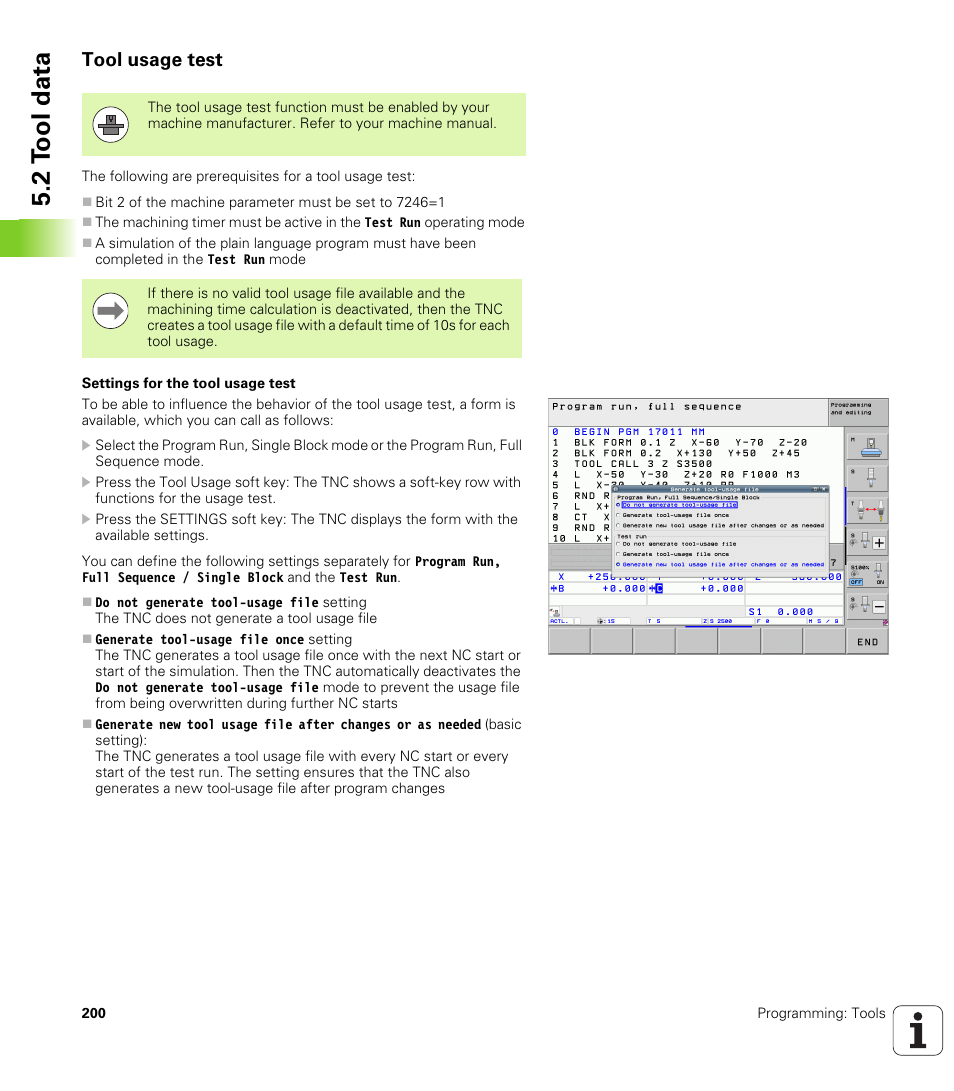 Tool usage test, 2 t ool data | HEIDENHAIN iTNC 530 (34049x-08) User Manual | Page 200 / 739
