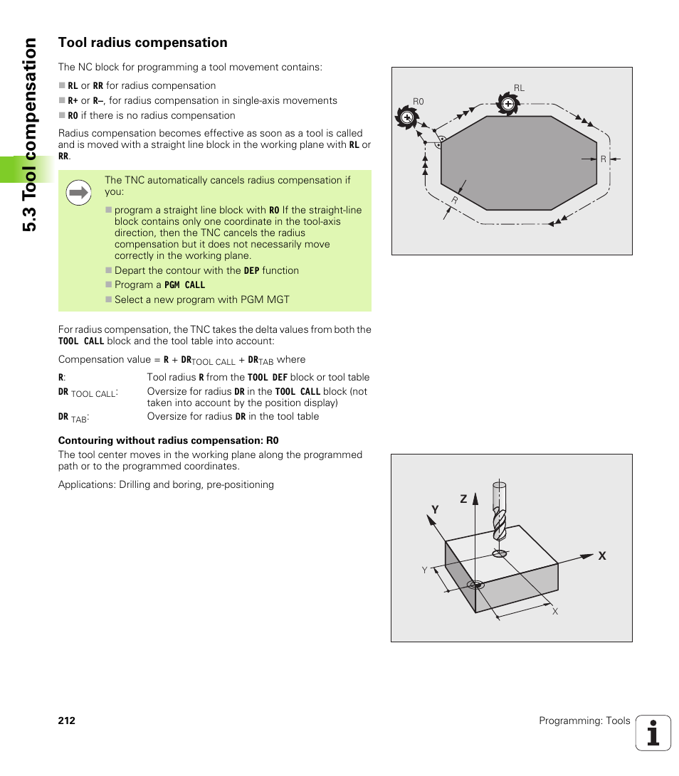 Tool radius compensation, 3 t ool compensation | HEIDENHAIN iTNC 530 (34049x-08) User Manual | Page 212 / 739