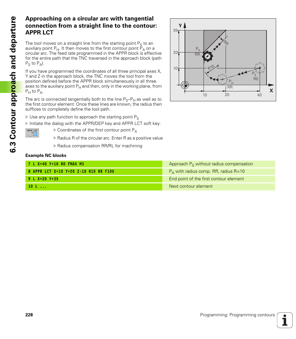 3 cont our appr oac h and depar tur e | HEIDENHAIN iTNC 530 (34049x-08) User Manual | Page 228 / 739