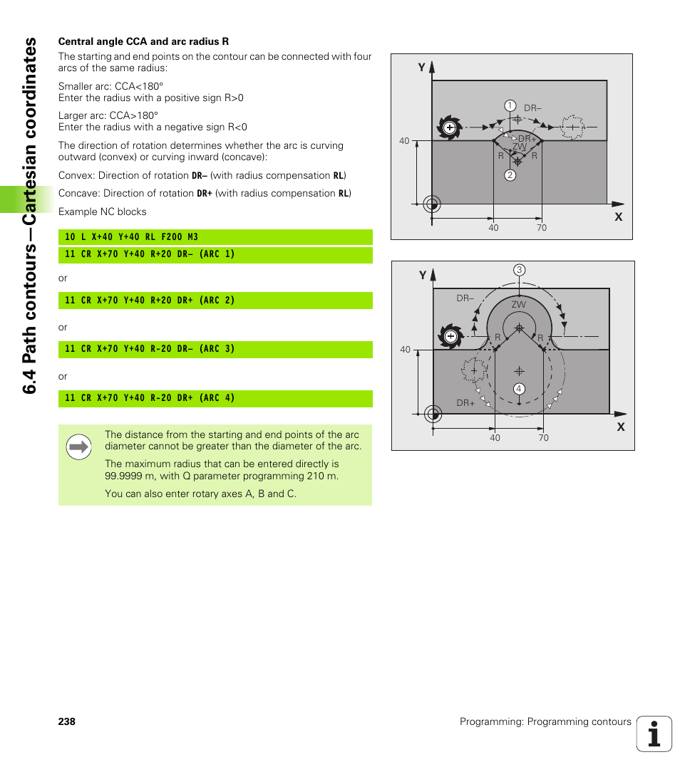 4 p a th cont ours—car te sian coor dinat e s | HEIDENHAIN iTNC 530 (34049x-08) User Manual | Page 238 / 739