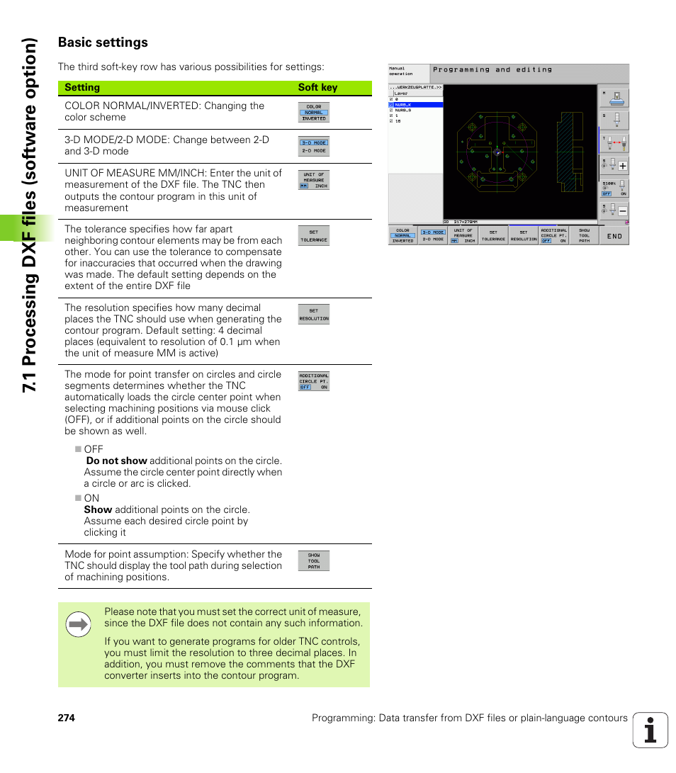Basic settings, 1 pr ocessing dxf files (sof tw ar e option) | HEIDENHAIN iTNC 530 (34049x-08) User Manual | Page 274 / 739
