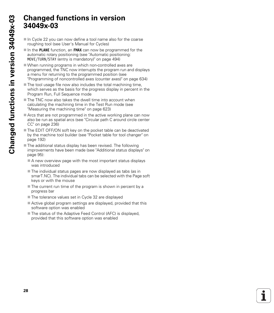 Changed functions in version 34049x-03 | HEIDENHAIN iTNC 530 (34049x-08) User Manual | Page 28 / 739
