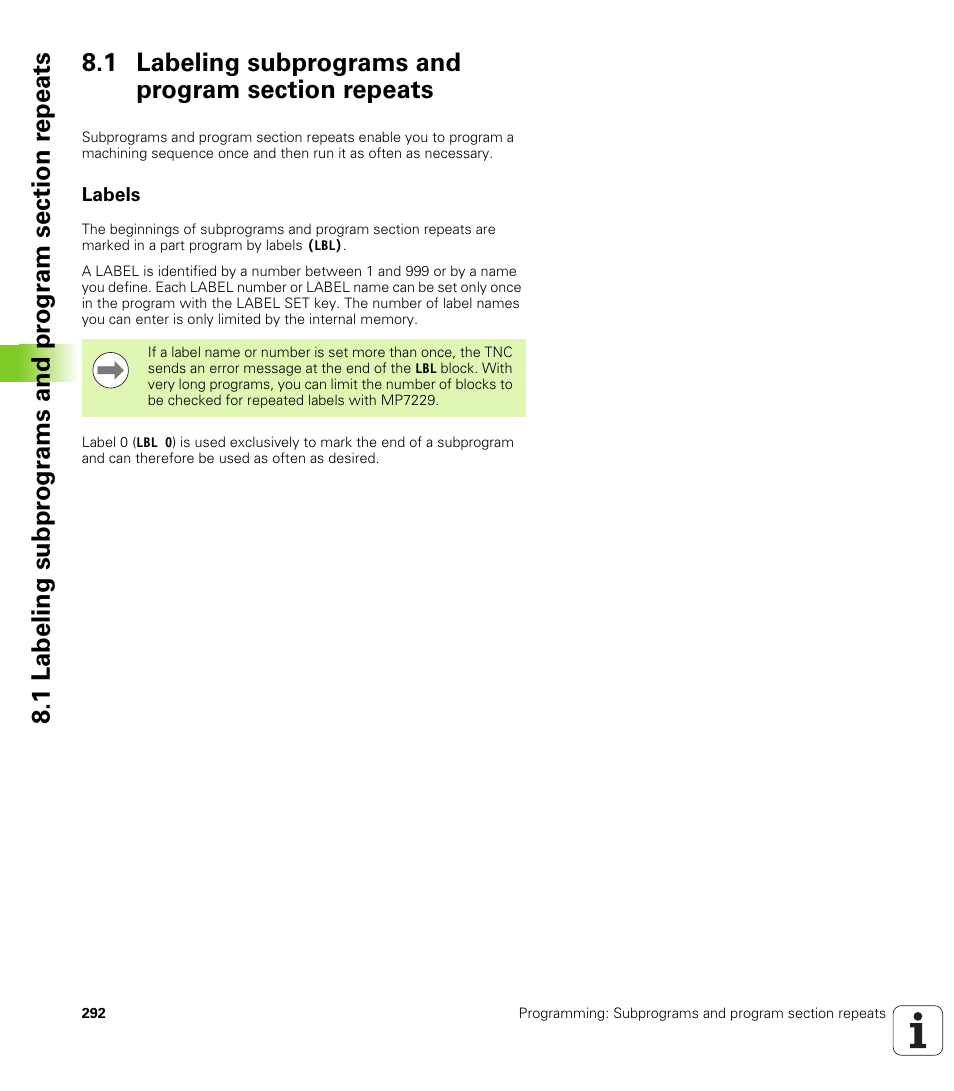 1 labeling subprograms and program section repeats, Labels | HEIDENHAIN iTNC 530 (34049x-08) User Manual | Page 292 / 739