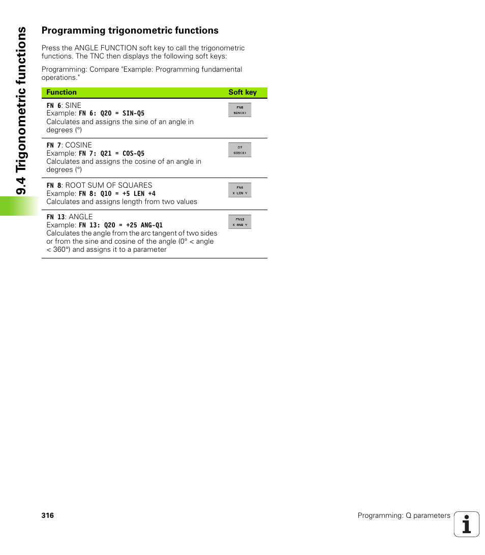 Programming trigonometric functions, 4 t rig onometr ic functions | HEIDENHAIN iTNC 530 (34049x-08) User Manual | Page 316 / 739