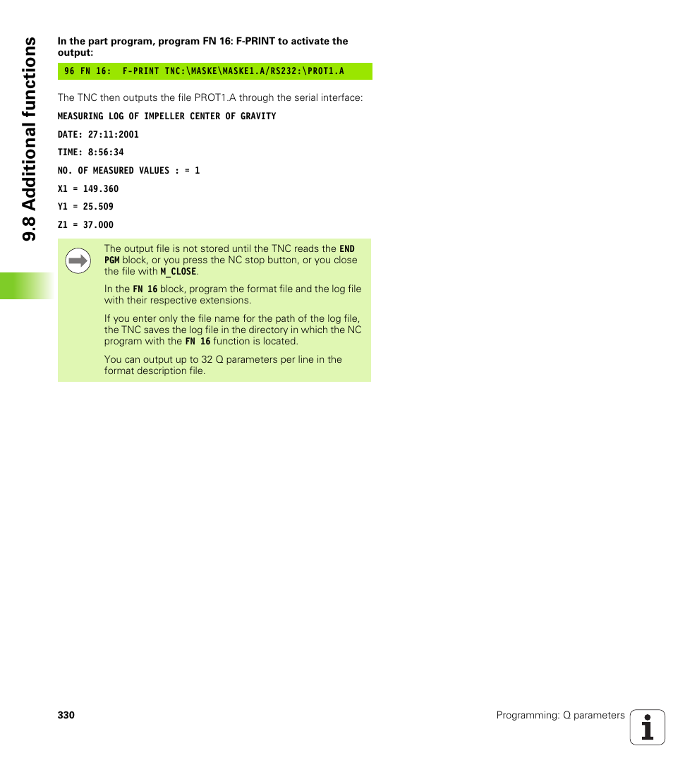 8 a d ditional functions | HEIDENHAIN iTNC 530 (34049x-08) User Manual | Page 330 / 739