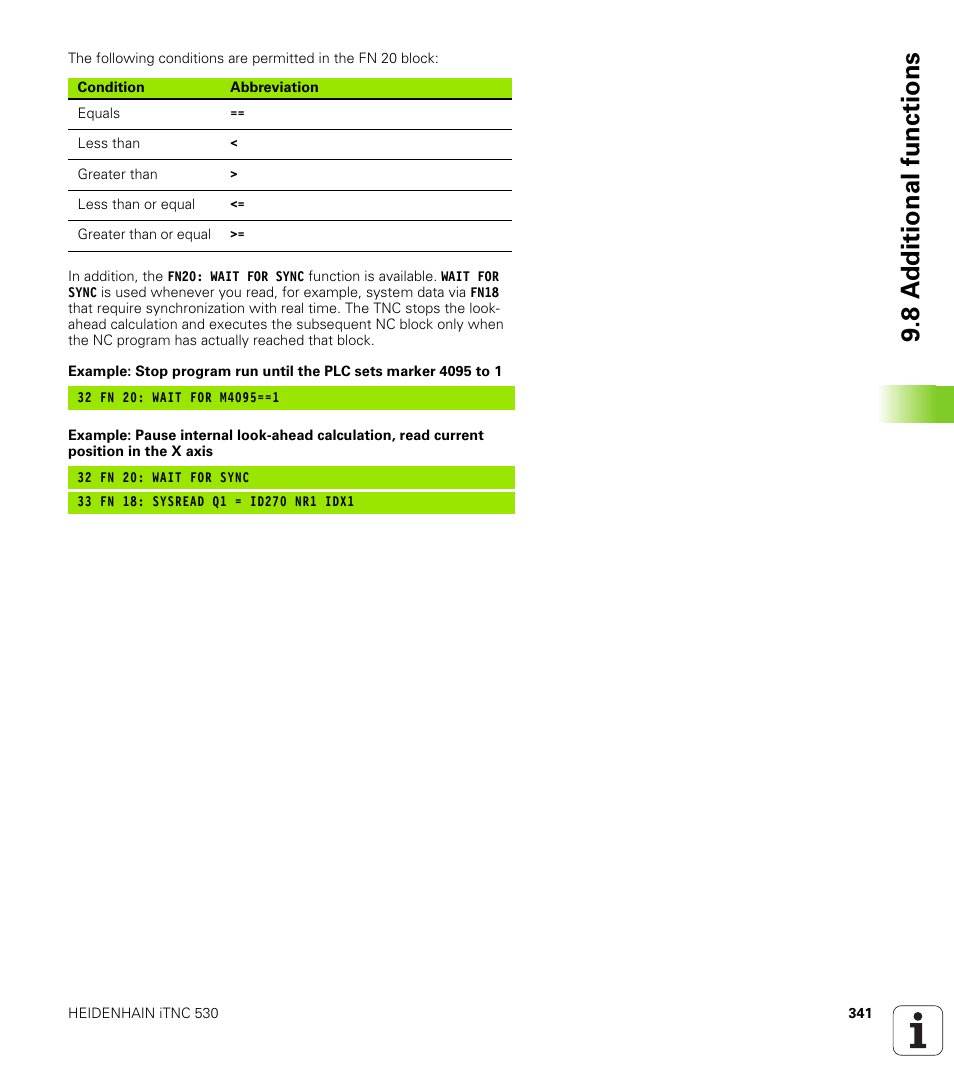 8 a d ditional functions | HEIDENHAIN iTNC 530 (34049x-08) User Manual | Page 341 / 739