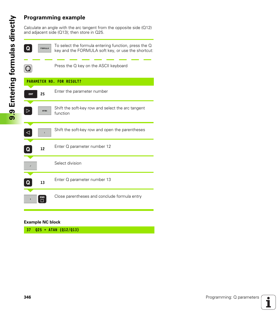 Programming example, 9 ent er ing f o rm ulas dir e ctly | HEIDENHAIN iTNC 530 (34049x-08) User Manual | Page 346 / 739