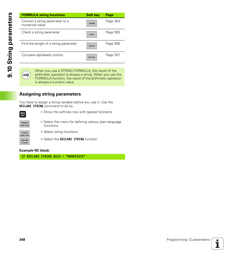 Assigning string parameters, 1 0 str ing par a met e rs | HEIDENHAIN iTNC 530 (34049x-08) User Manual | Page 348 / 739