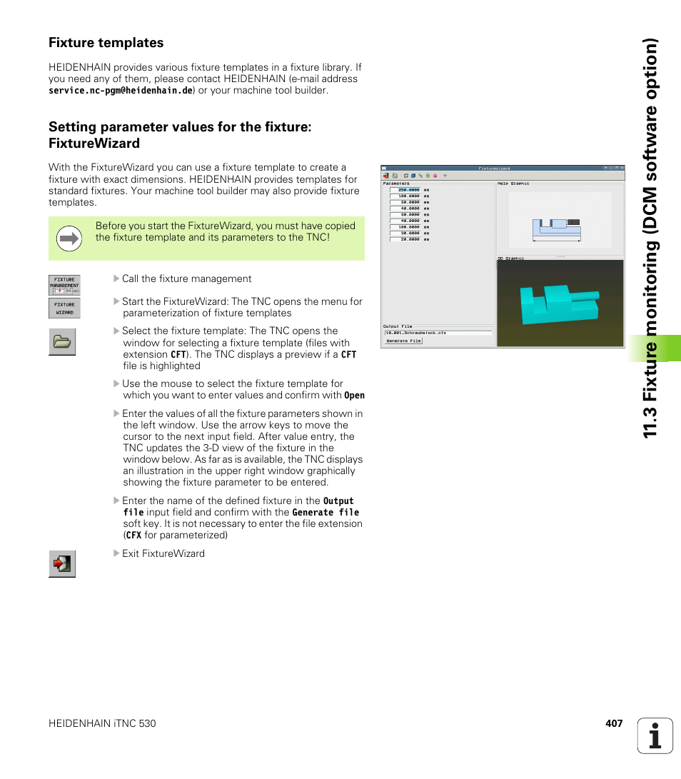 Fixture templates, 3 fixt ur e monit o ri ng (dcm sof tw a re option) | HEIDENHAIN iTNC 530 (34049x-08) User Manual | Page 407 / 739