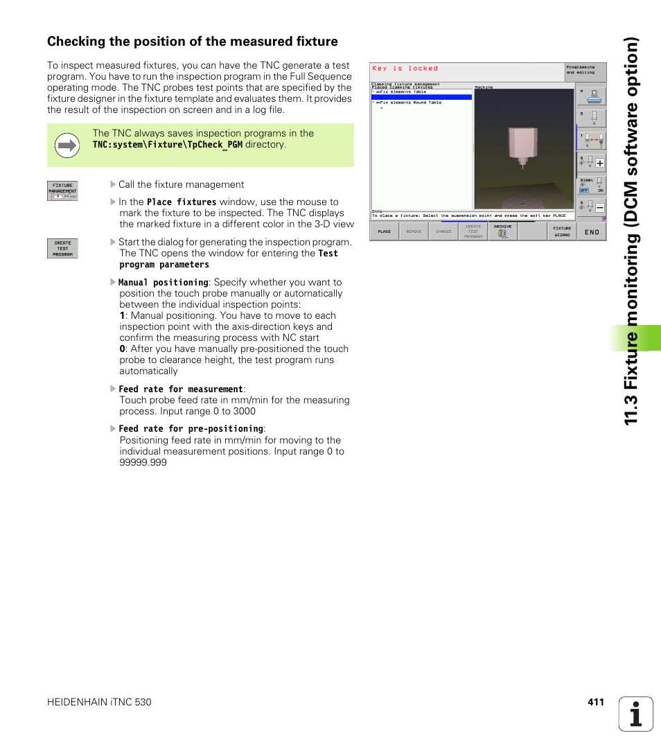 Checking the position of the measured fixture, 3 fixt ur e monit o ri ng (dcm sof tw a re option) | HEIDENHAIN iTNC 530 (34049x-08) User Manual | Page 411 / 739