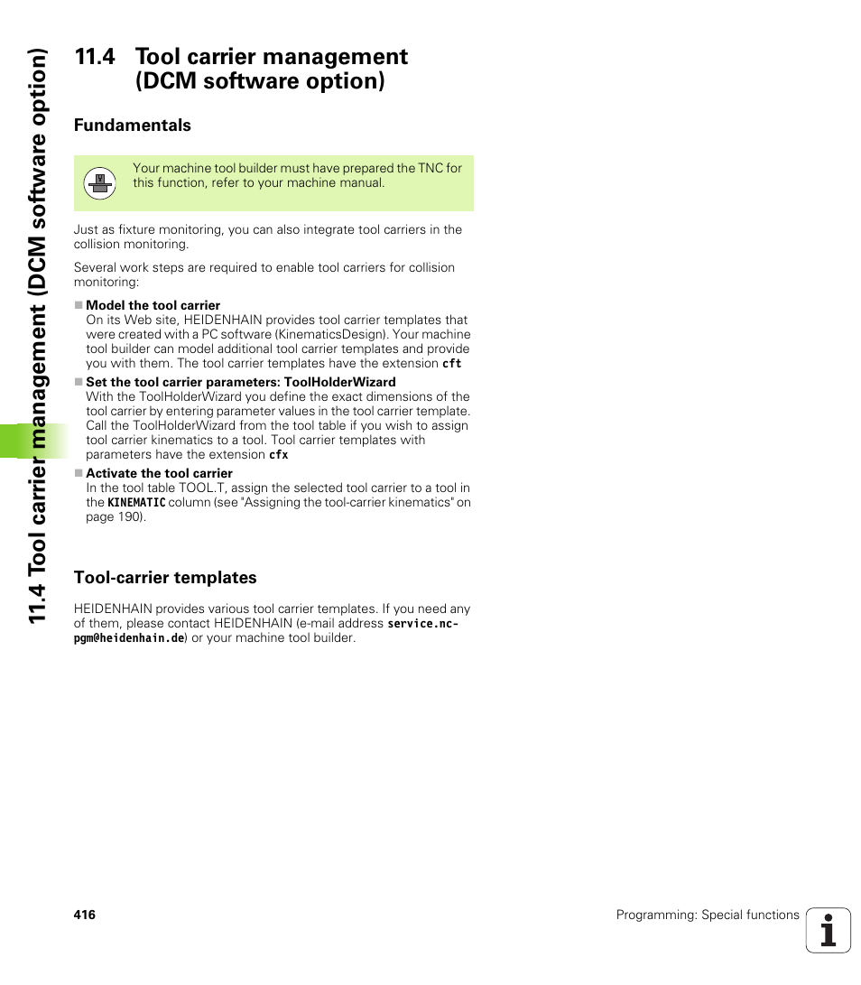 4 tool carrier management (dcm software option), Fundamentals, Tool-carrier templates | HEIDENHAIN iTNC 530 (34049x-08) User Manual | Page 416 / 739