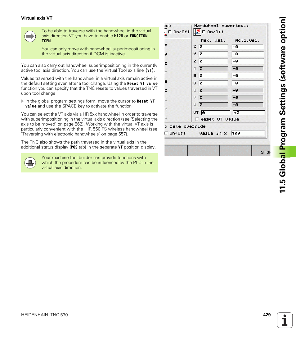 5 global pr ogr a m set tings (sof tw ar e option) | HEIDENHAIN iTNC 530 (34049x-08) User Manual | Page 429 / 739