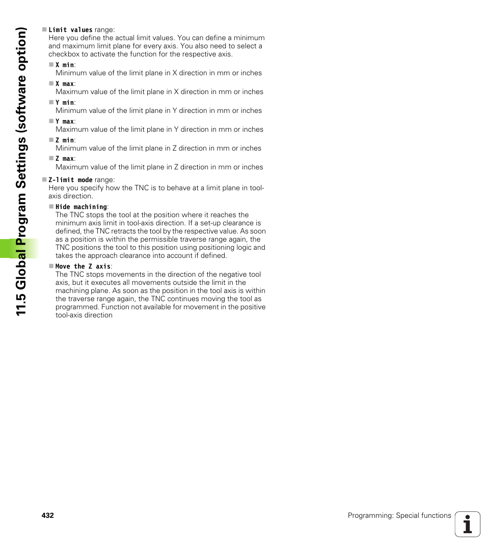 5 global pr ogr a m set tings (sof tw ar e option) | HEIDENHAIN iTNC 530 (34049x-08) User Manual | Page 432 / 739