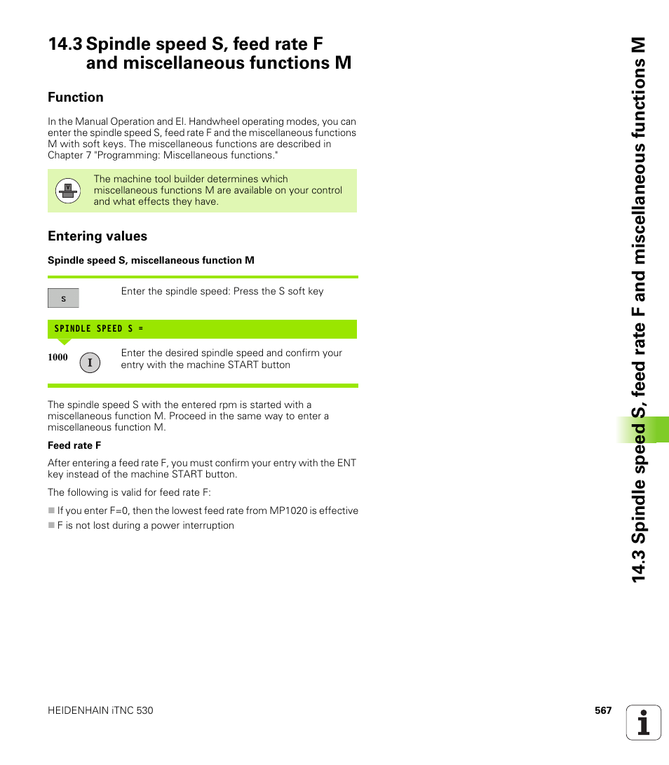 Function, Entering values | HEIDENHAIN iTNC 530 (34049x-08) User Manual | Page 567 / 739