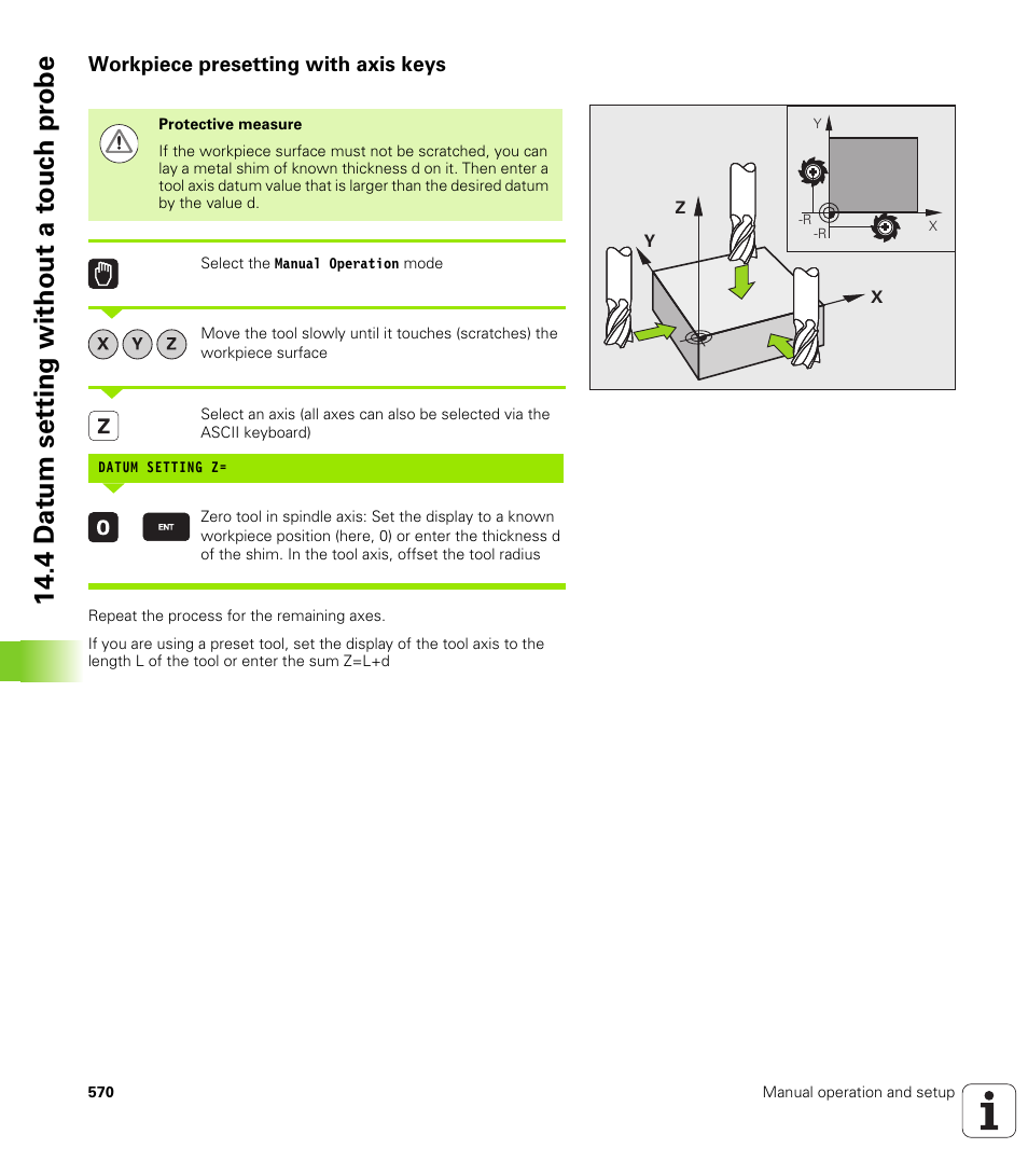 Workpiece presetting with axis keys | HEIDENHAIN iTNC 530 (34049x-08) User Manual | Page 570 / 739