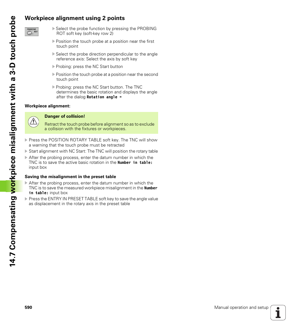 Workpiece alignment using 2 points | HEIDENHAIN iTNC 530 (34049x-08) User Manual | Page 590 / 739