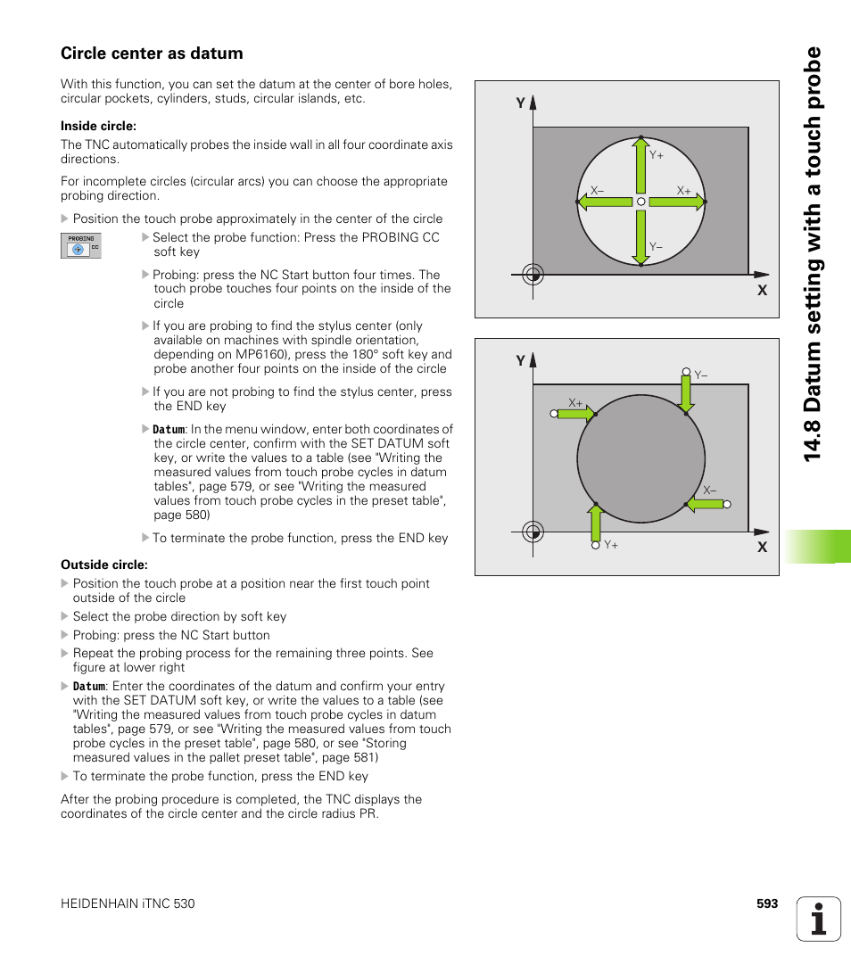 Circle center as datum | HEIDENHAIN iTNC 530 (34049x-08) User Manual | Page 593 / 739