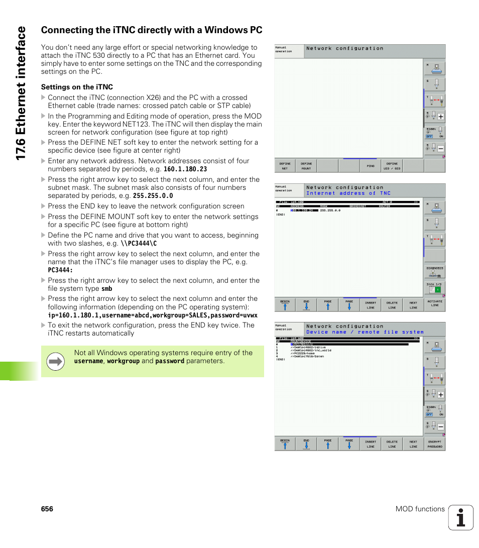 Connecting the itnc directly with a windows pc, 6 ether n et int e rf ace | HEIDENHAIN iTNC 530 (34049x-08) User Manual | Page 656 / 739