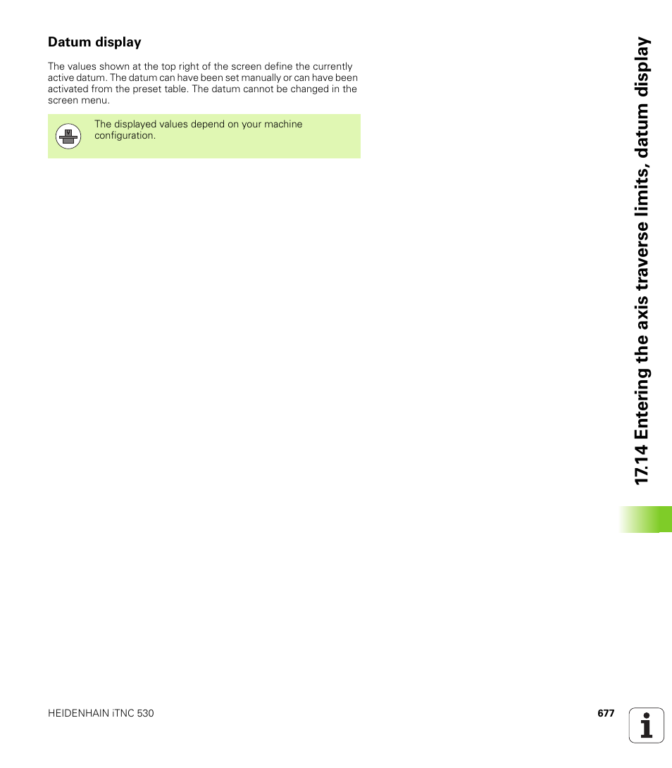 Datum display | HEIDENHAIN iTNC 530 (34049x-08) User Manual | Page 677 / 739