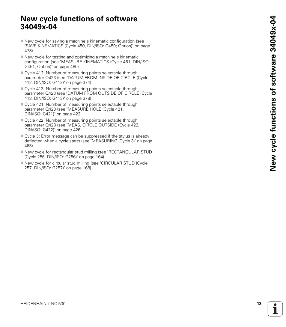 New cycle functions of software 34049x-04 | HEIDENHAIN iTNC 530 (34049x-08) Cycle programming User Manual | Page 13 / 527