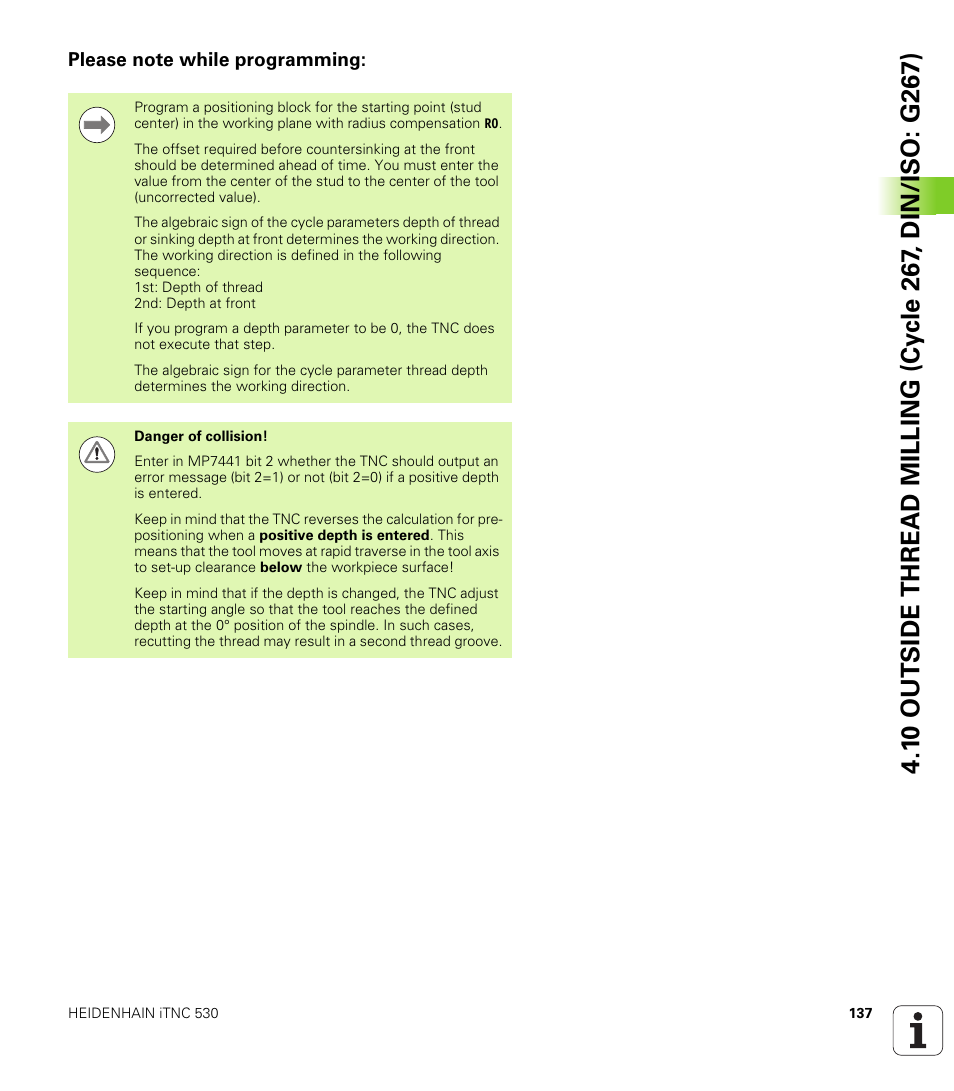 Please note while programming | HEIDENHAIN iTNC 530 (34049x-08) Cycle programming User Manual | Page 137 / 527