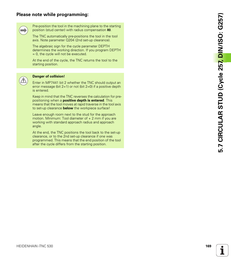Please note while programming | HEIDENHAIN iTNC 530 (34049x-08) Cycle programming User Manual | Page 169 / 527