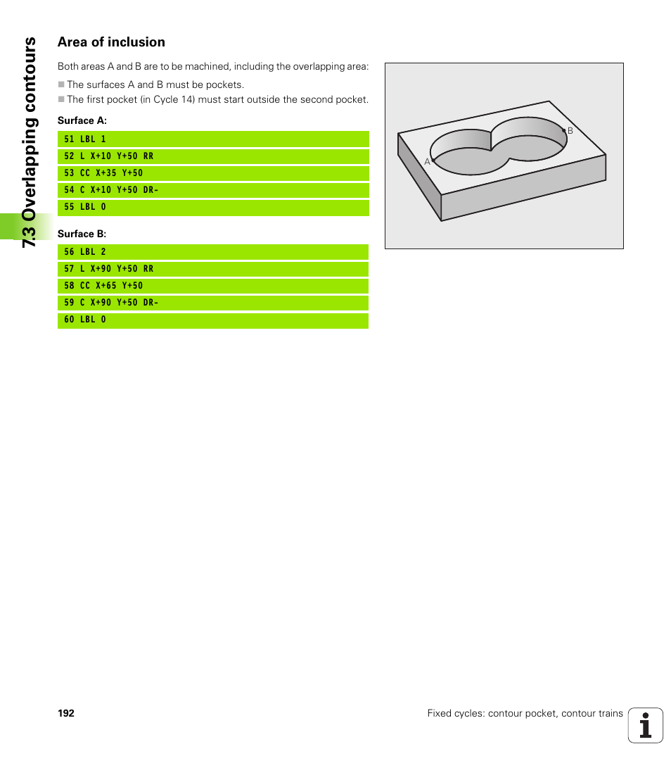 Area of inclusion, 3 ov er lapping cont ours | HEIDENHAIN iTNC 530 (34049x-08) Cycle programming User Manual | Page 192 / 527