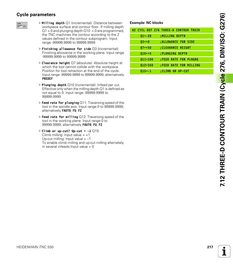 Cycle parameters | HEIDENHAIN iTNC 530 (34049x-08) Cycle programming User Manual | Page 217 / 527
