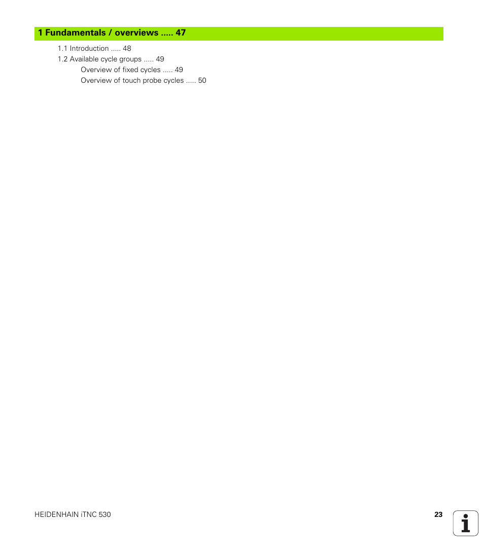 HEIDENHAIN iTNC 530 (34049x-08) Cycle programming User Manual | Page 23 / 527