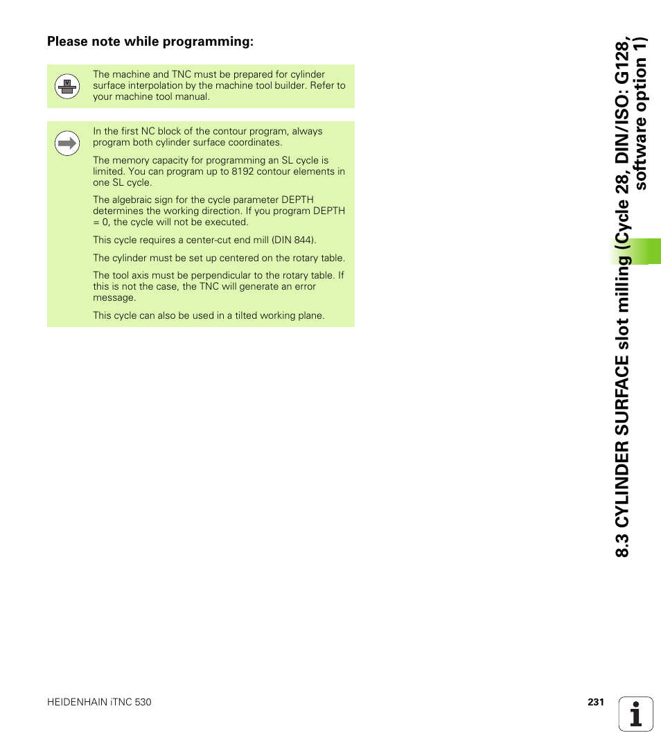 Please note while programming | HEIDENHAIN iTNC 530 (34049x-08) Cycle programming User Manual | Page 231 / 527