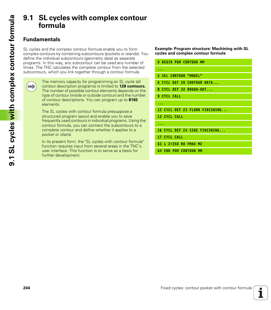 1 sl cycles with complex contour formula, Fundamentals | HEIDENHAIN iTNC 530 (34049x-08) Cycle programming User Manual | Page 244 / 527