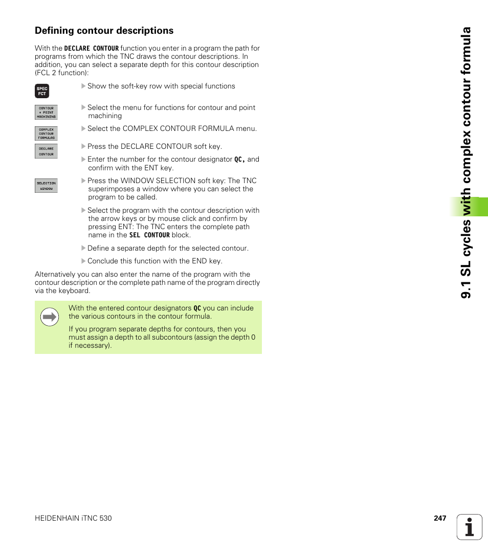 Defining contour descriptions, 1 sl cy cles with complex cont our fo rm ula | HEIDENHAIN iTNC 530 (34049x-08) Cycle programming User Manual | Page 247 / 527