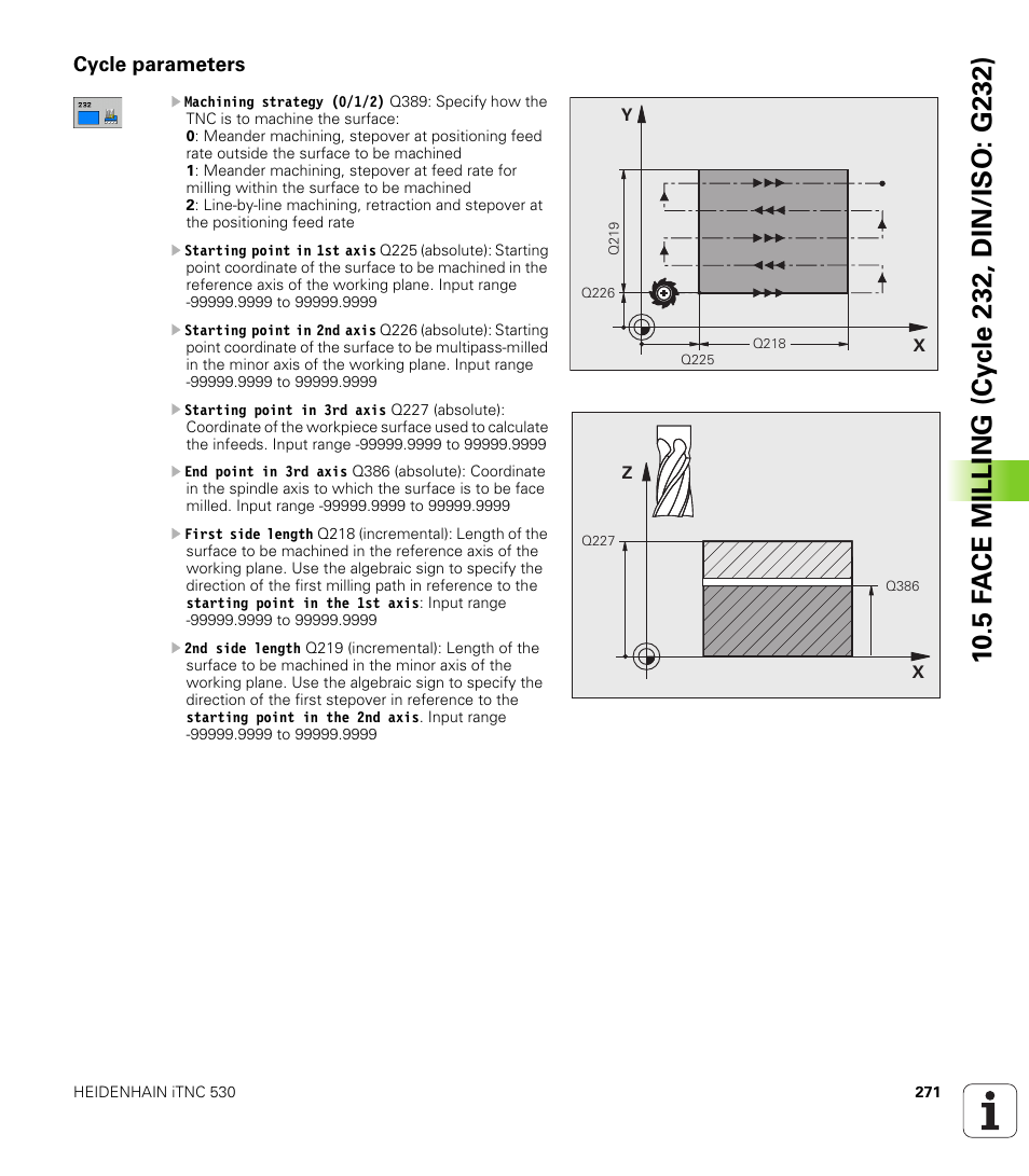 Cycle parameters | HEIDENHAIN iTNC 530 (34049x-08) Cycle programming User Manual | Page 271 / 527
