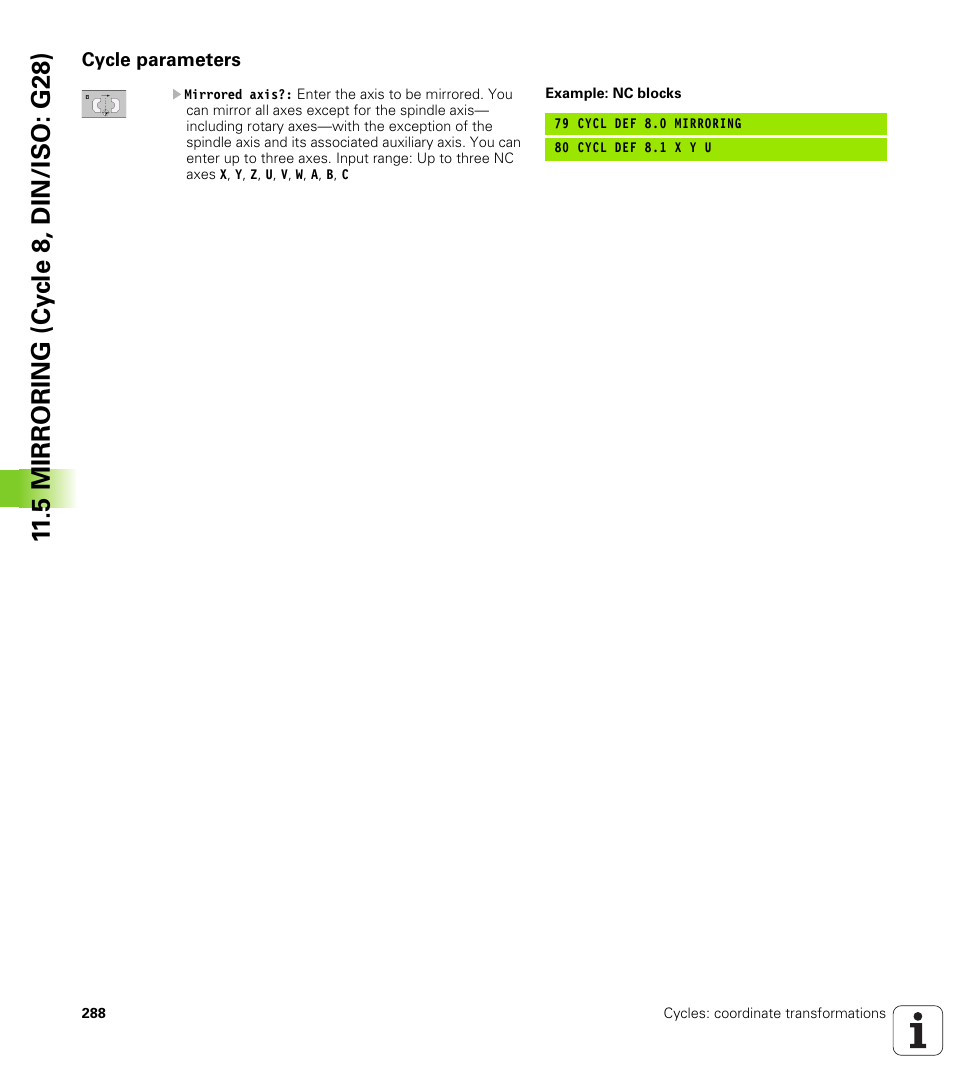 Cycle parameters | HEIDENHAIN iTNC 530 (34049x-08) Cycle programming User Manual | Page 288 / 527