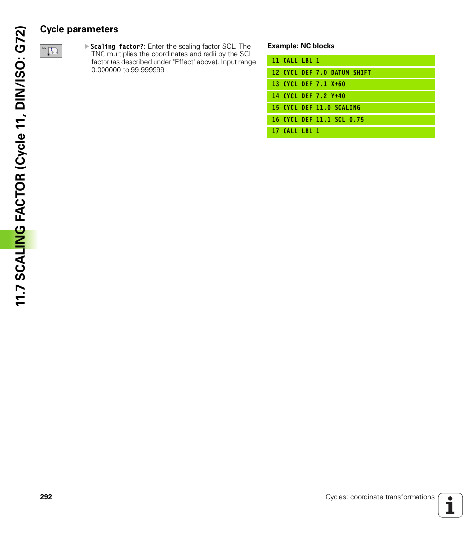 Cycle parameters | HEIDENHAIN iTNC 530 (34049x-08) Cycle programming User Manual | Page 292 / 527
