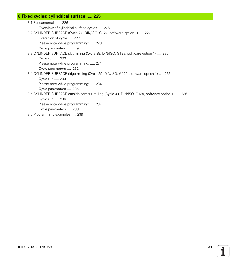 HEIDENHAIN iTNC 530 (34049x-08) Cycle programming User Manual | Page 31 / 527