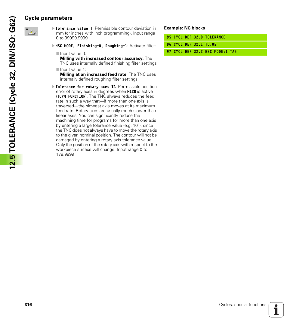 Cycle parameters | HEIDENHAIN iTNC 530 (34049x-08) Cycle programming User Manual | Page 316 / 527