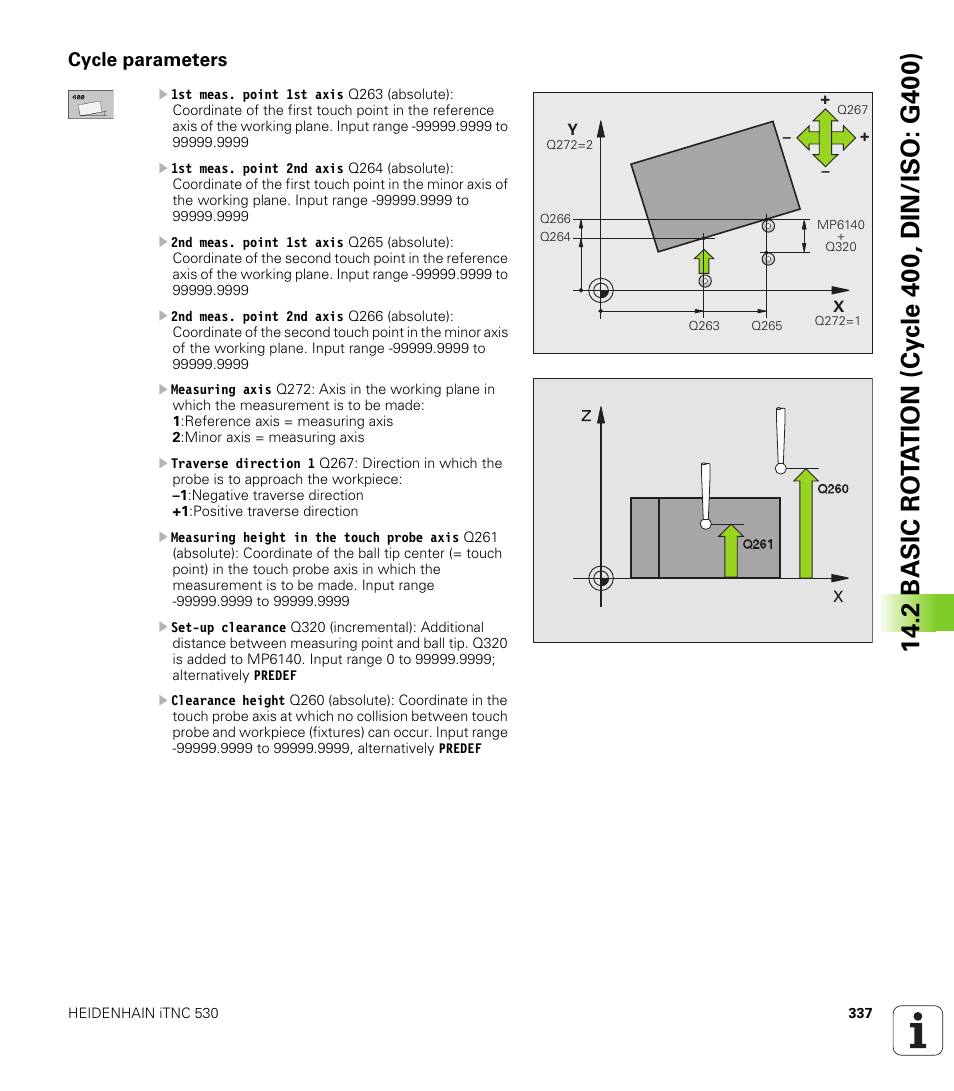 Cycle parameters | HEIDENHAIN iTNC 530 (34049x-08) Cycle programming User Manual | Page 337 / 527